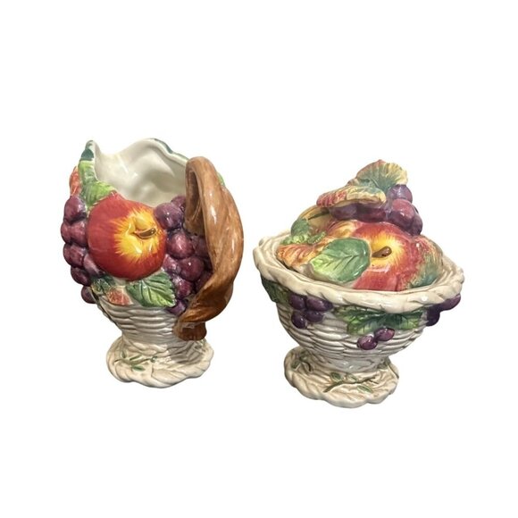 Fitz and Floyd Harvest Heritage Sugar Bowl Creamer Autumn Thanksgiving Retired D - Picture 3 of 8